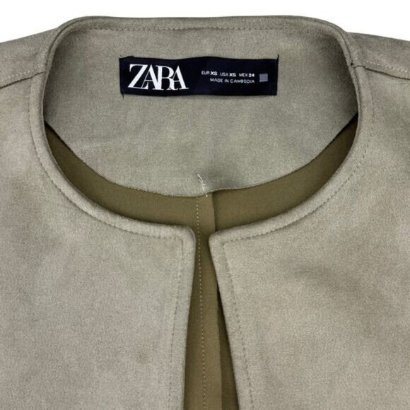 ZARA Suede Fringe Open Front Jacket Size XS - Picture 3 of 5